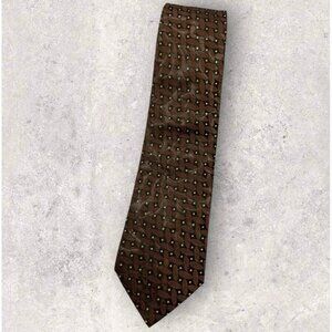 TRUSSARDI Silk Tie ITALY Brown Beige Geometric W:3.4" EUC